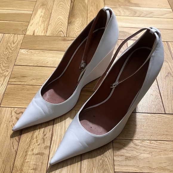 Amina Muaddi Pernille leather wedge pumps size 39 - Picture 4 of 6